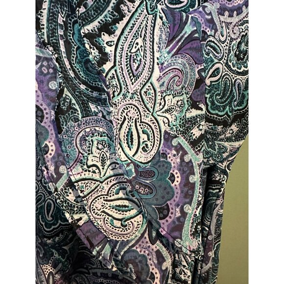 Roz & Ali Paisley Shift Plus SZ Dress 1X Boho Chic 3/4 Sleeve Flowy lightweight - Picture 7 of 10